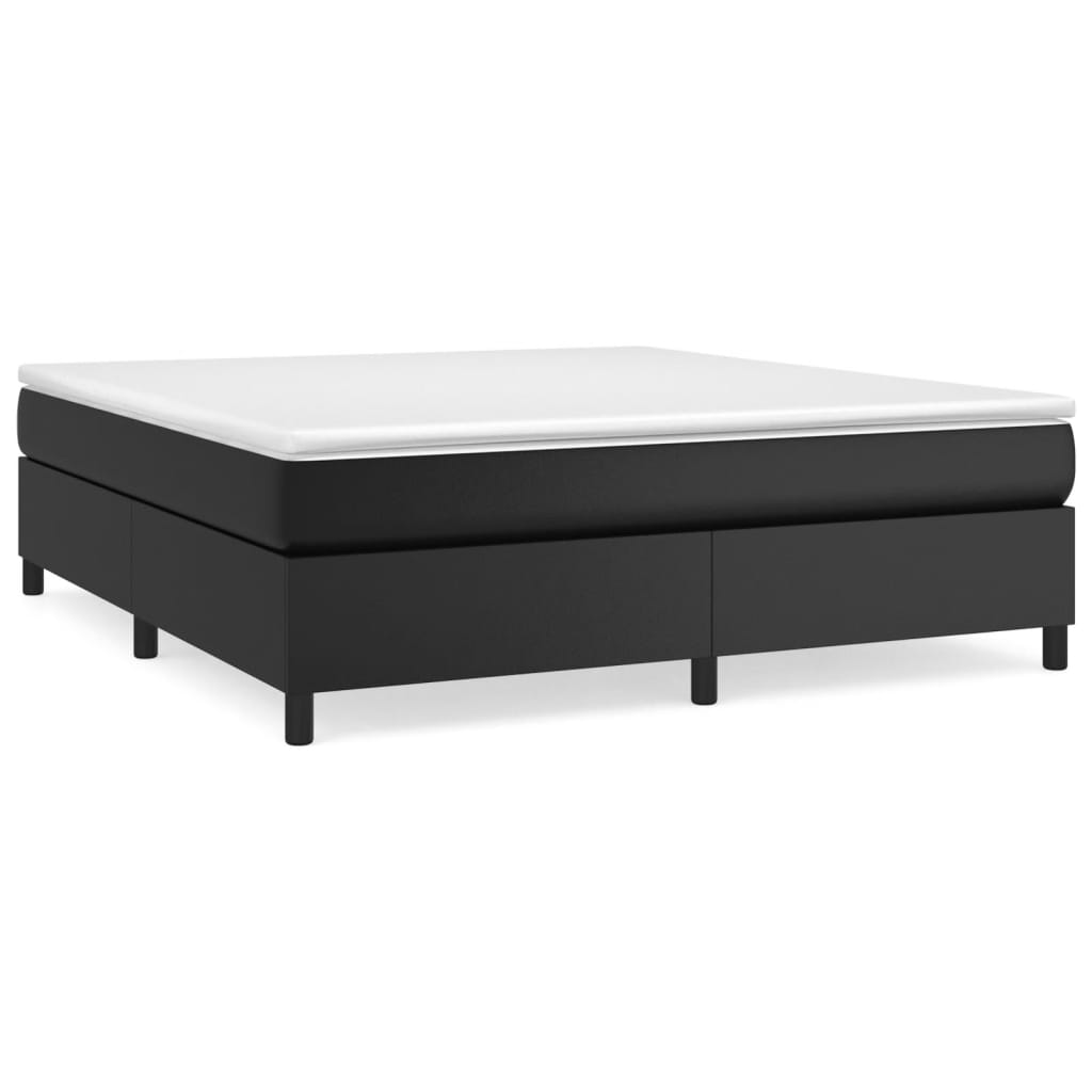 Box Spring Bed Frame Black Super King Faux Leather (UK/IE/FI/NO only)