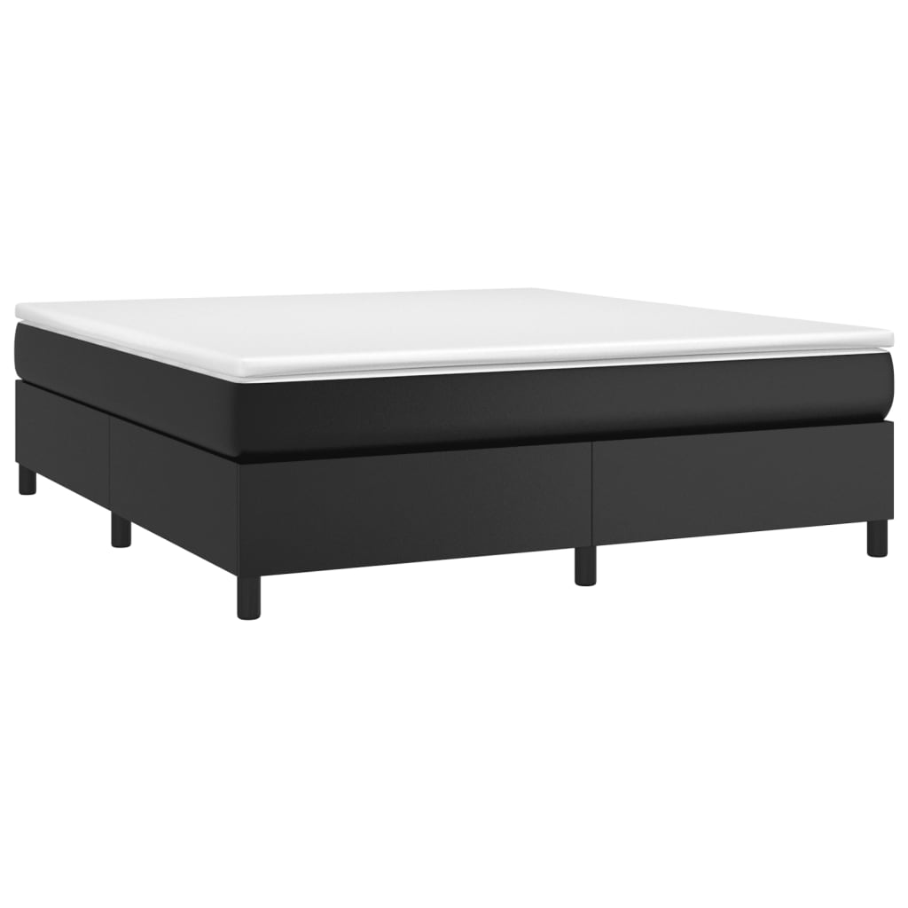 Box Spring Bed Frame Black Super King Faux Leather (UK/IE/FI/NO only)