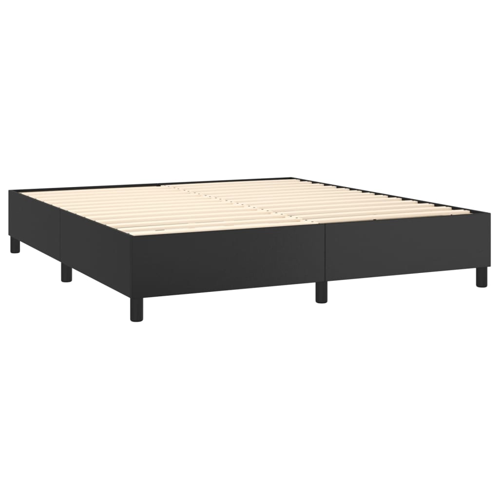 Box Spring Bed Frame Black Super King Faux Leather (UK/IE/FI/NO only)