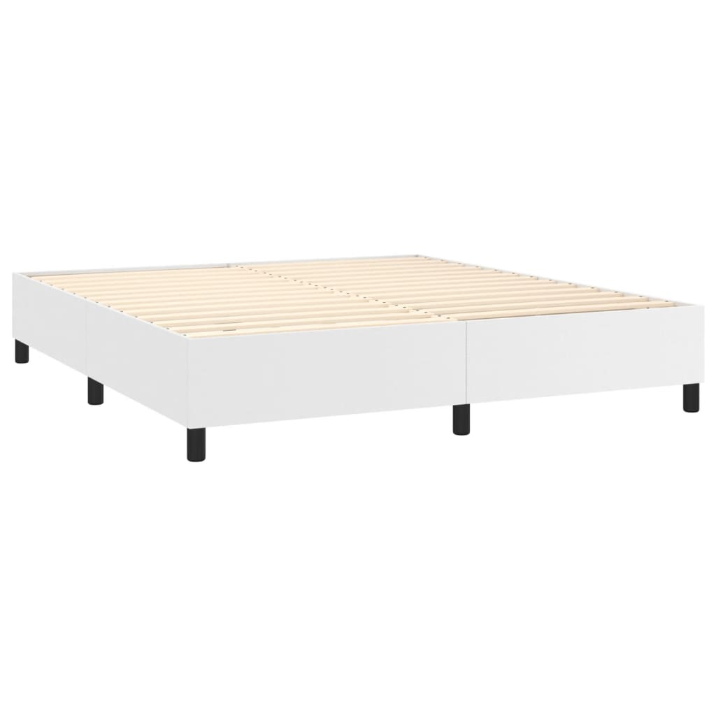Box Spring Bed Frame White Super King Faux Leather (UK/IE/FI/NO only)