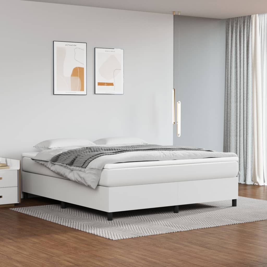 Box Spring Bed Frame White Super King Faux Leather (UK/IE/FI/NO only)