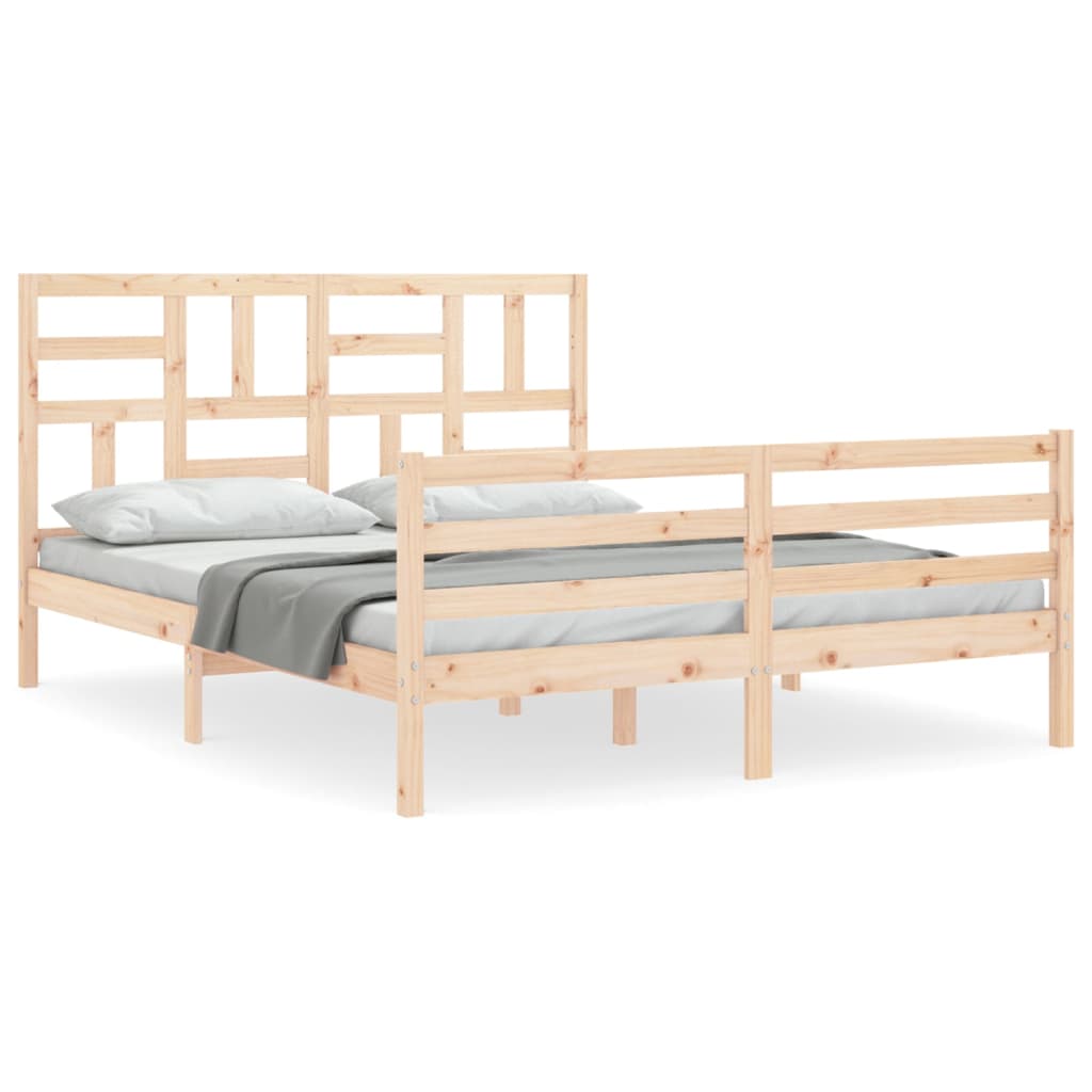 Bed Frame without Mattress King Size Solid Wood