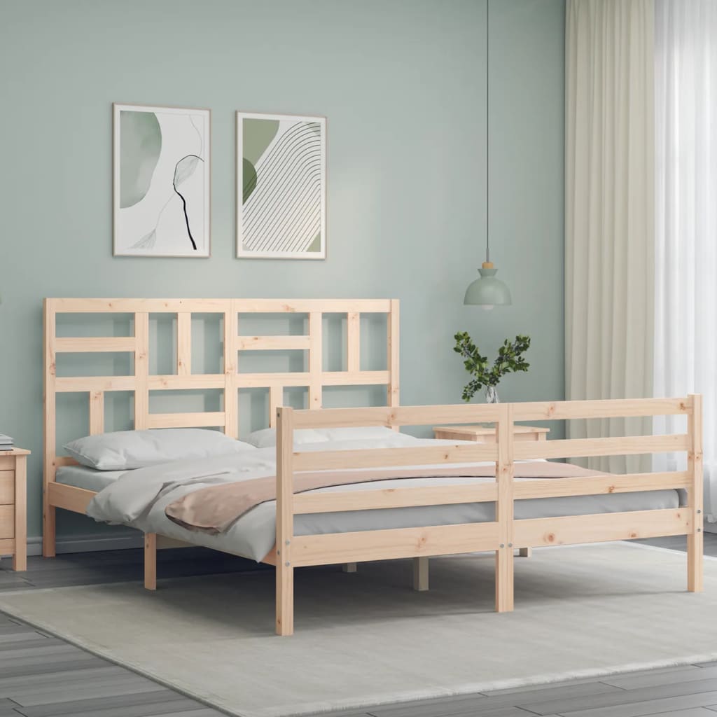 Bed Frame without Mattress King Size Solid Wood