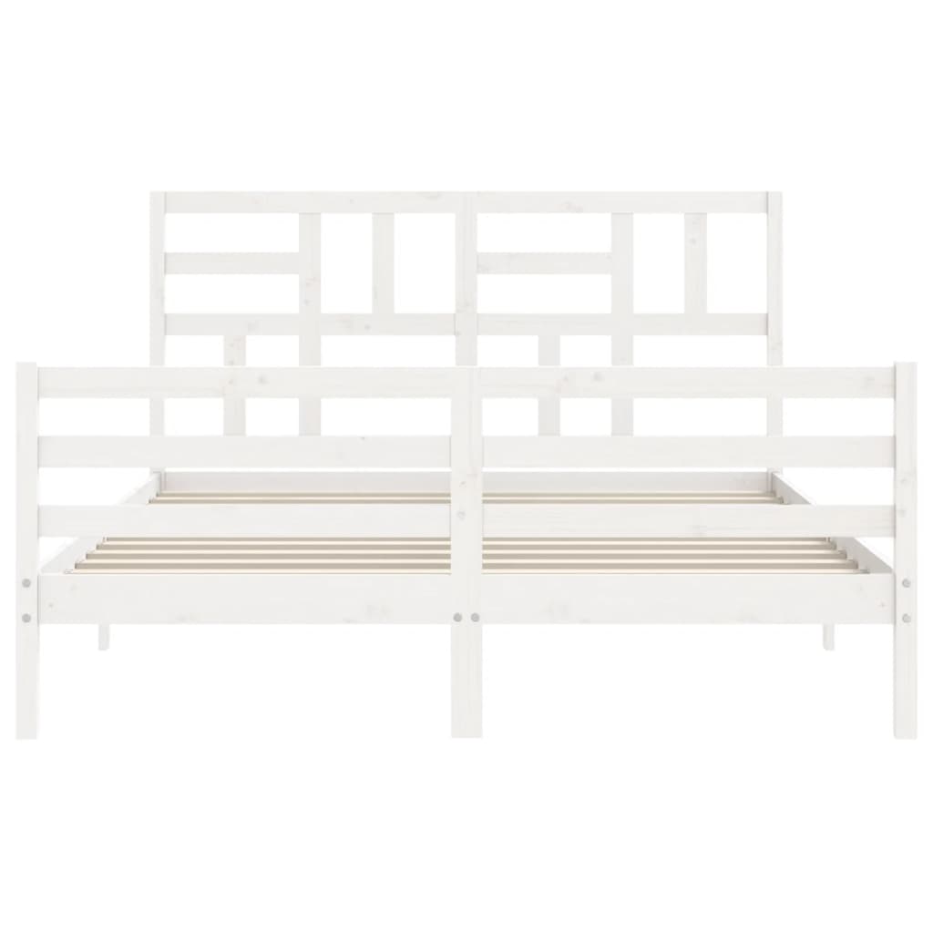 Bed Frame without Mattress White King Size Solid Wood