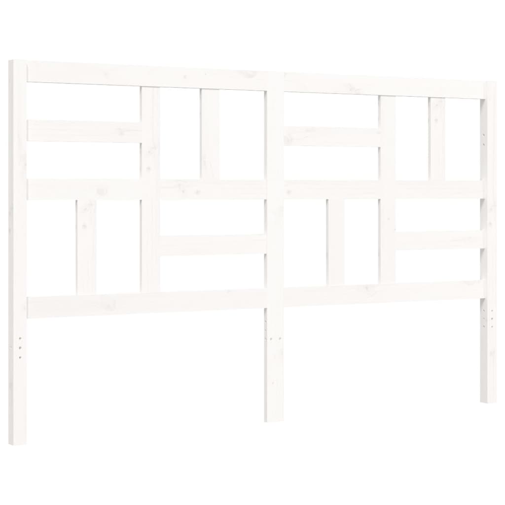 Bed Frame without Mattress White King Size Solid Wood