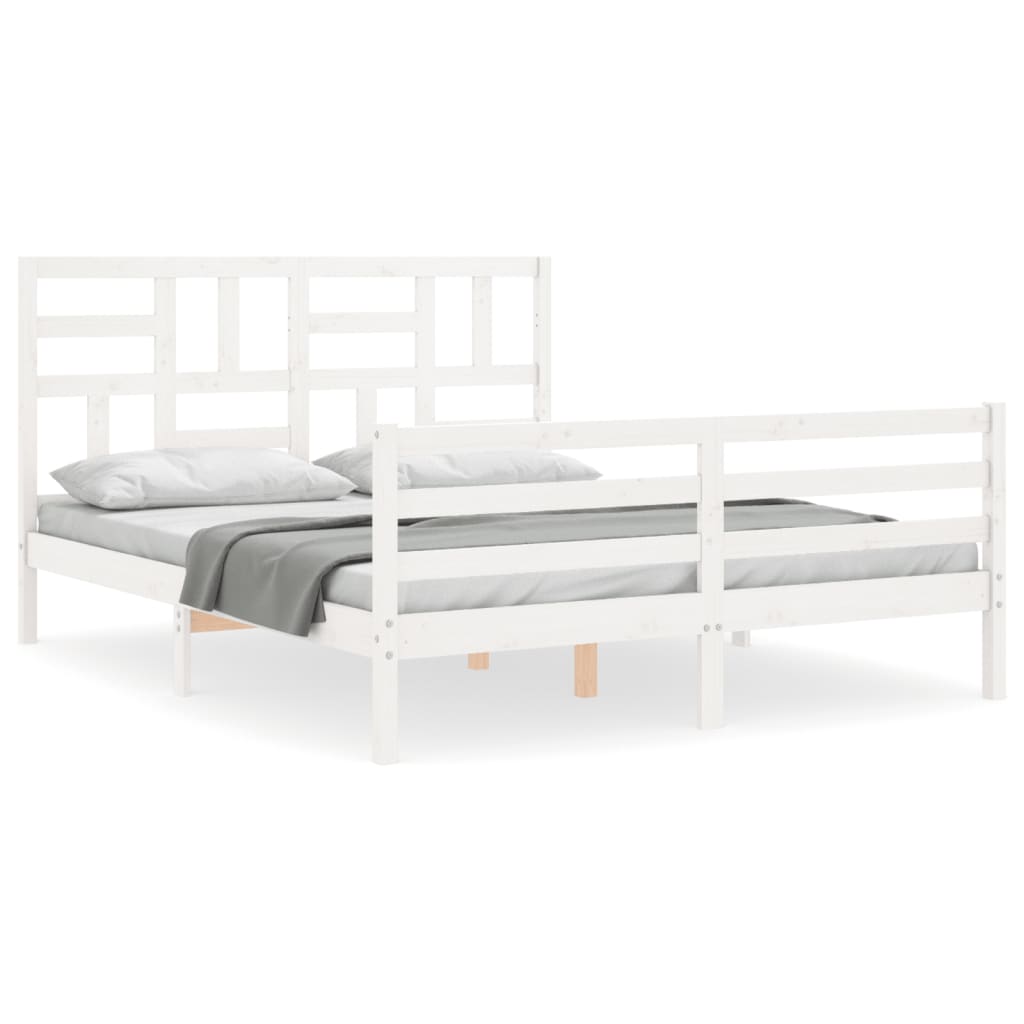 Bed Frame without Mattress White 160x200 cm Solid Wood