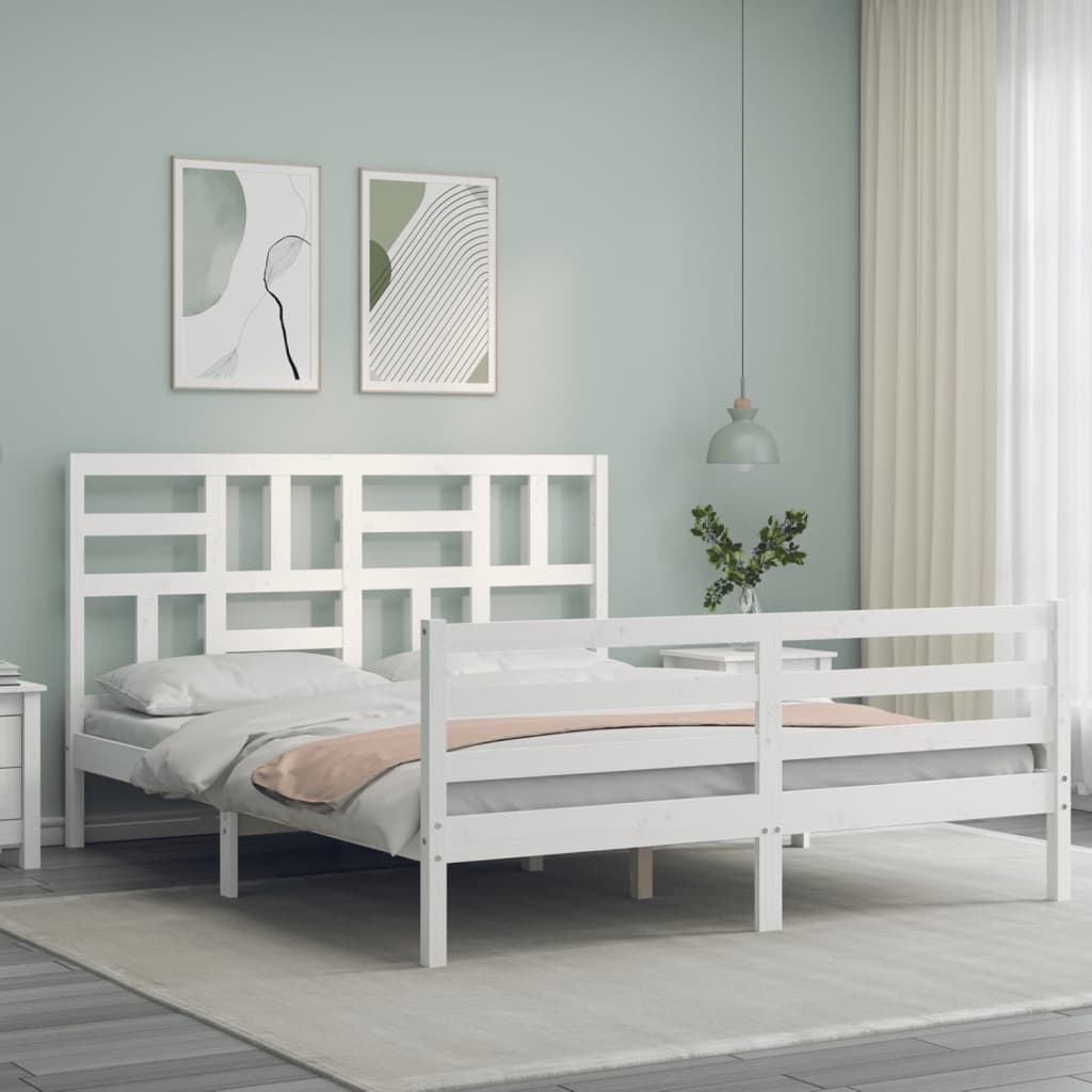 Bed Frame without Mattress White 160x200 cm Solid Wood