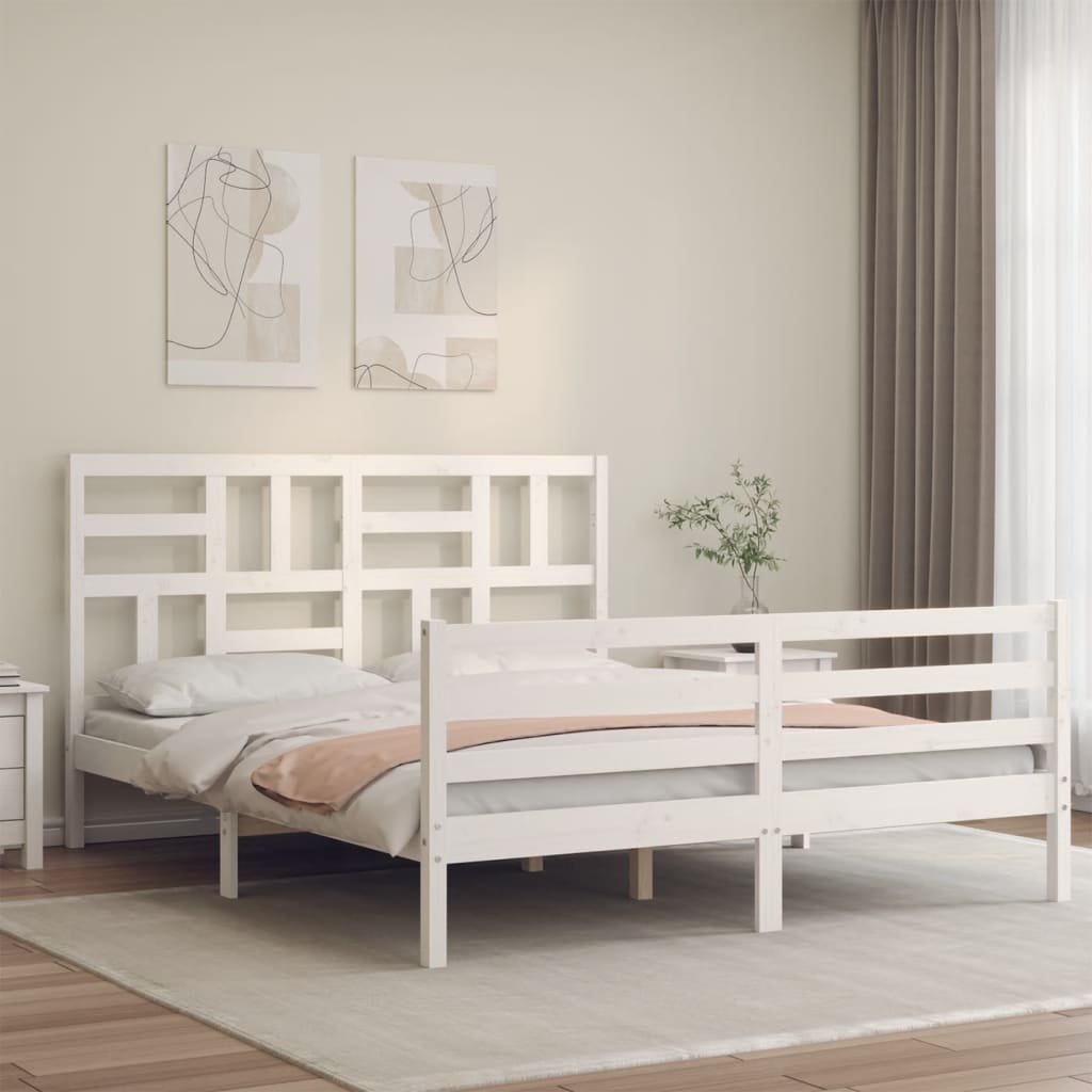 Bed Frame without Mattress White 160x200 cm Solid Wood