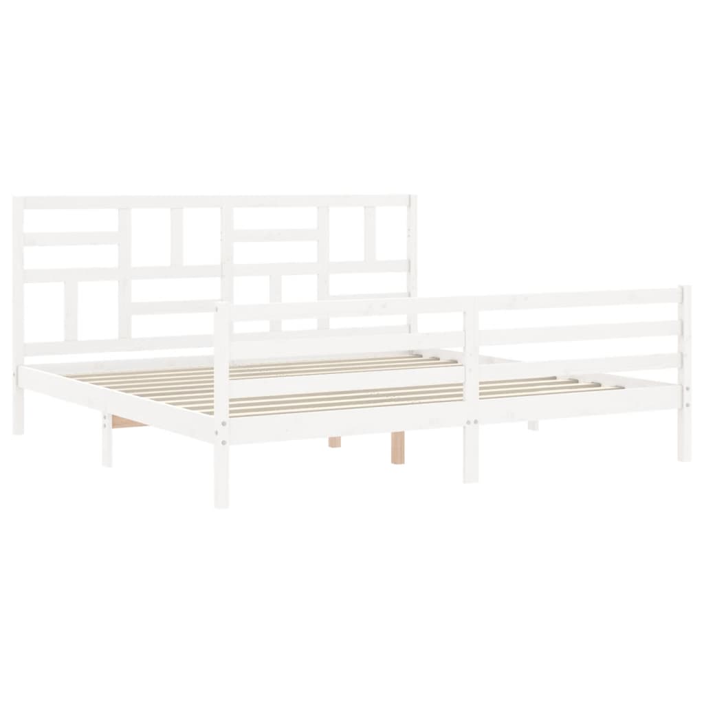Bed Frame without Mattress White Super King Size Solid Wood