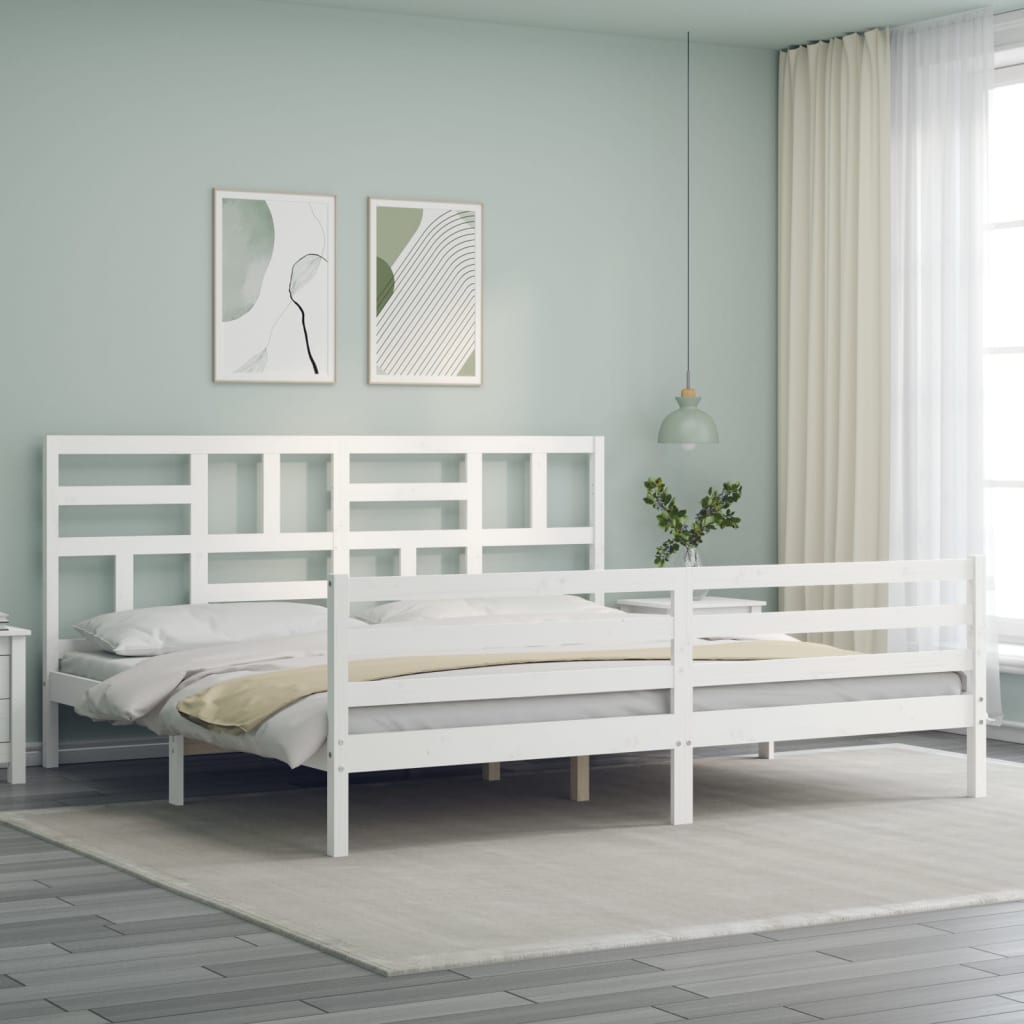 Bed Frame without Mattress White Super King Size Solid Wood