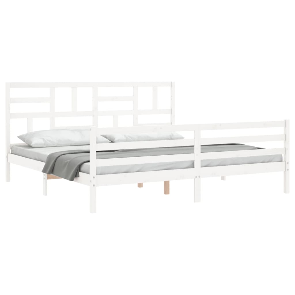 Bed Frame without Mattress White Super King Size Solid Wood