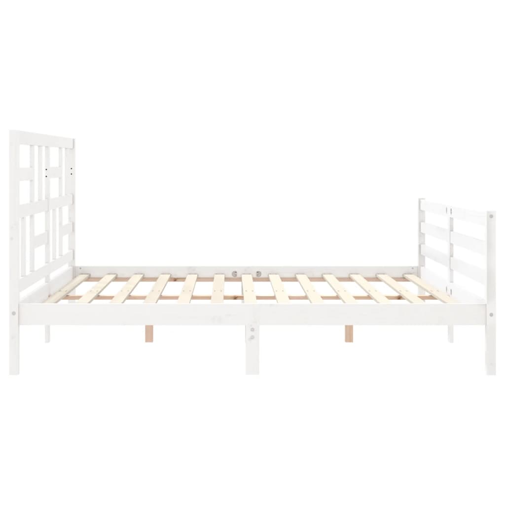 Bed Frame without Mattress White Super King Size Solid Wood