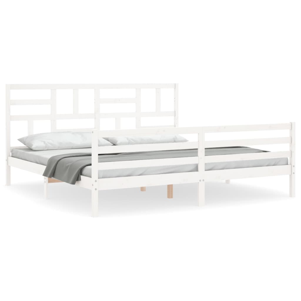 Bed Frame without Mattress White 200x200 cm Solid Wood