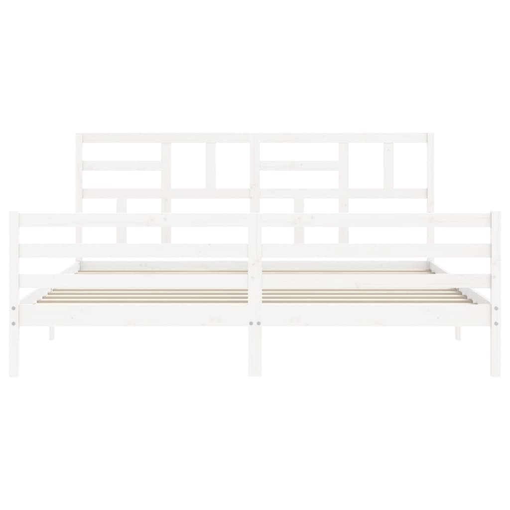 Bed Frame without Mattress White 200x200 cm Solid Wood