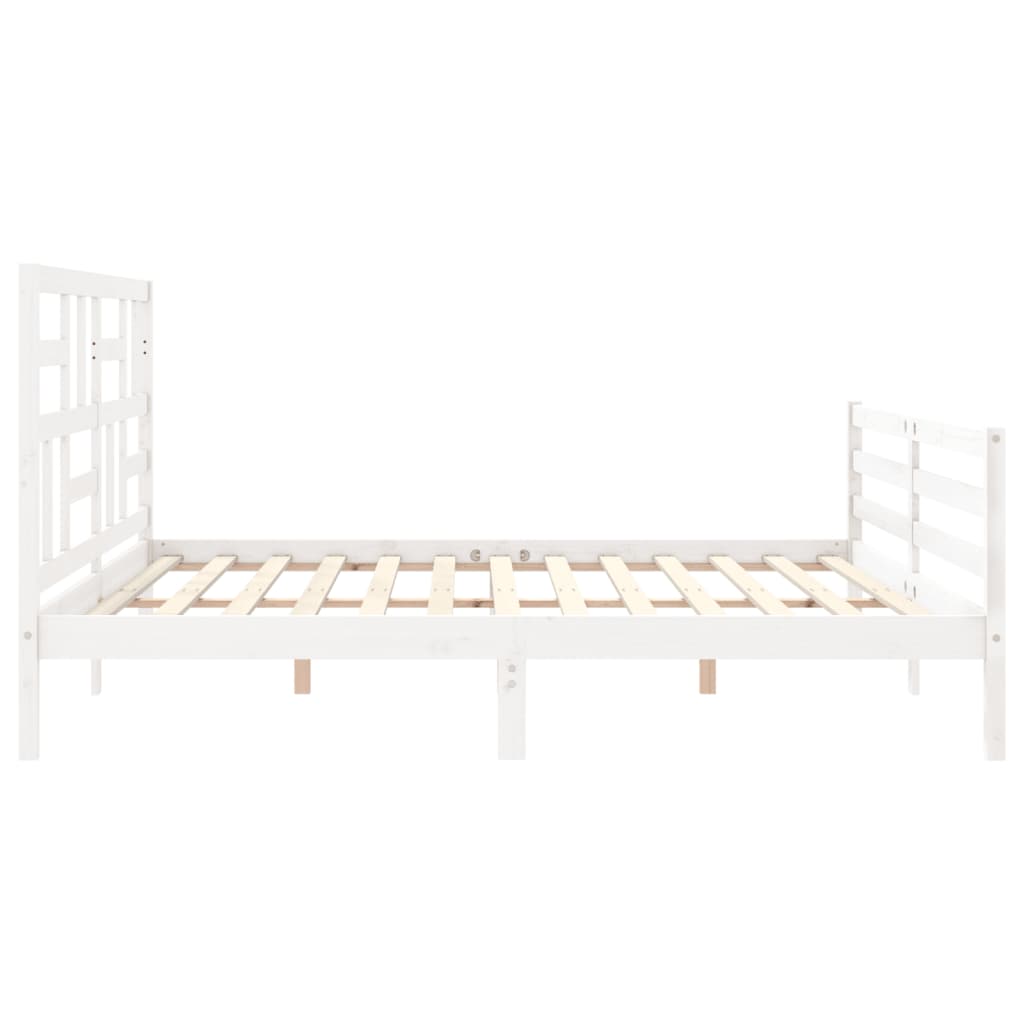 Bed Frame without Mattress White 200x200 cm Solid Wood