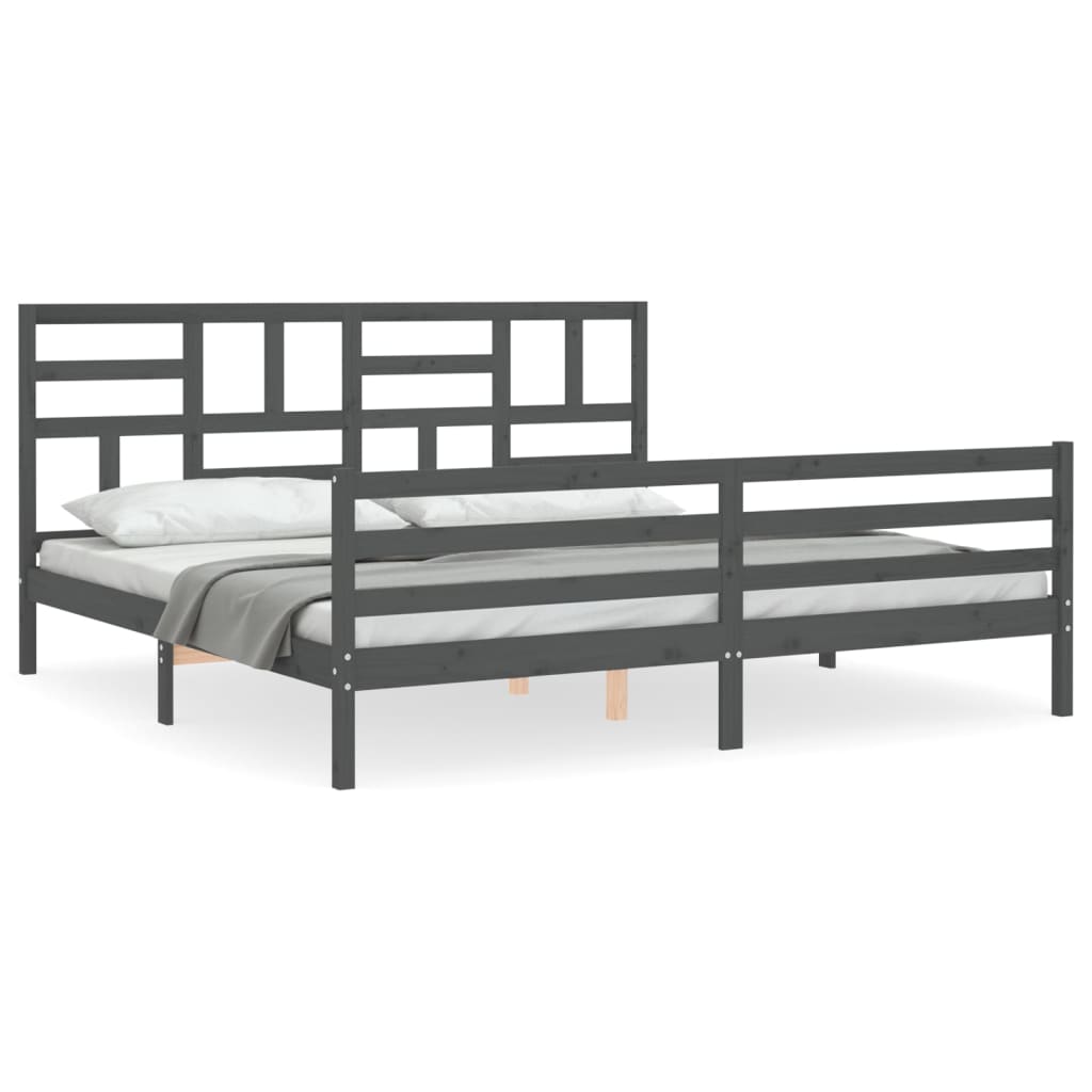 Bed Frame without Mattress Grey 200x200 cm Solid Wood