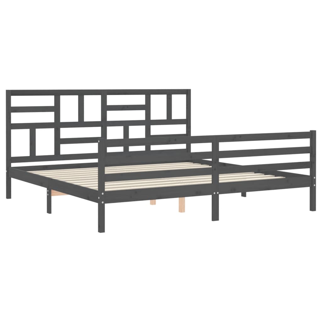 Bed Frame without Mattress Grey 200x200 cm Solid Wood