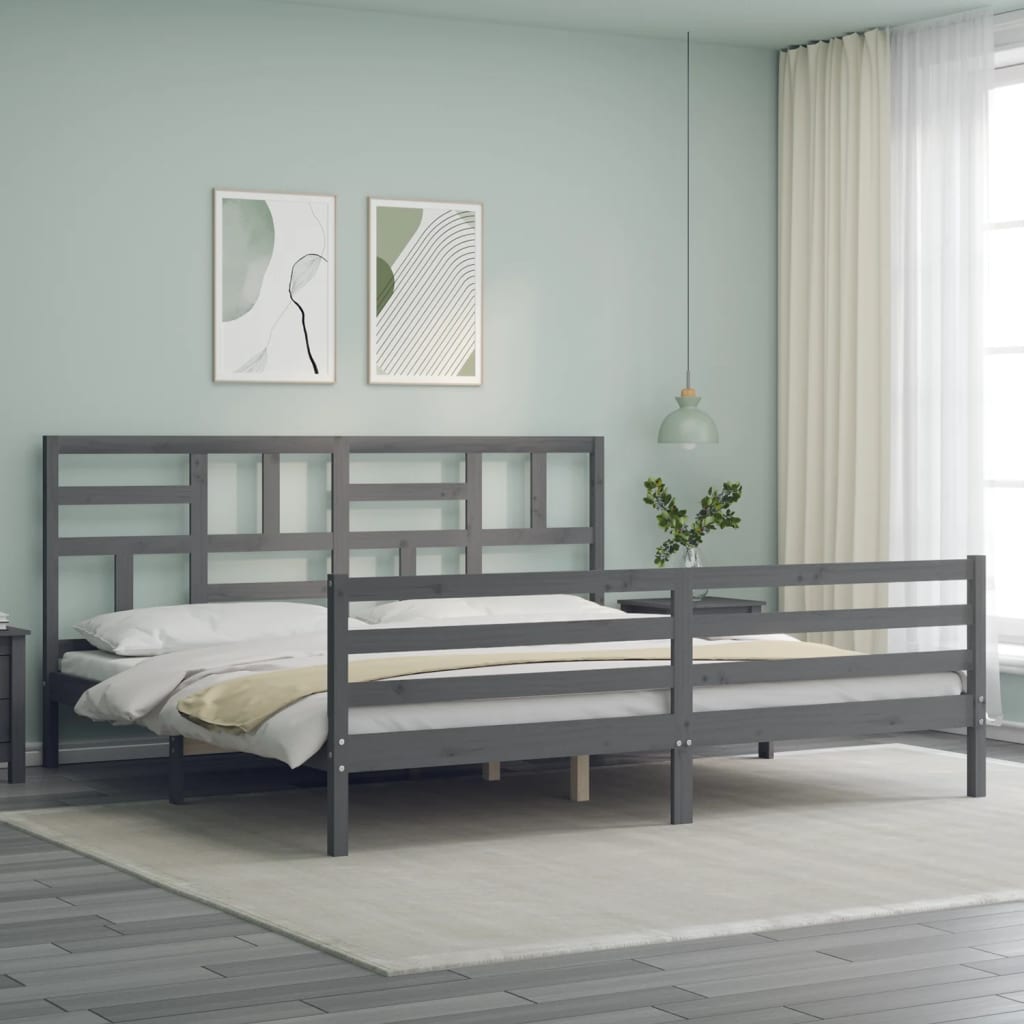 Bed Frame without Mattress Grey 200x200 cm Solid Wood
