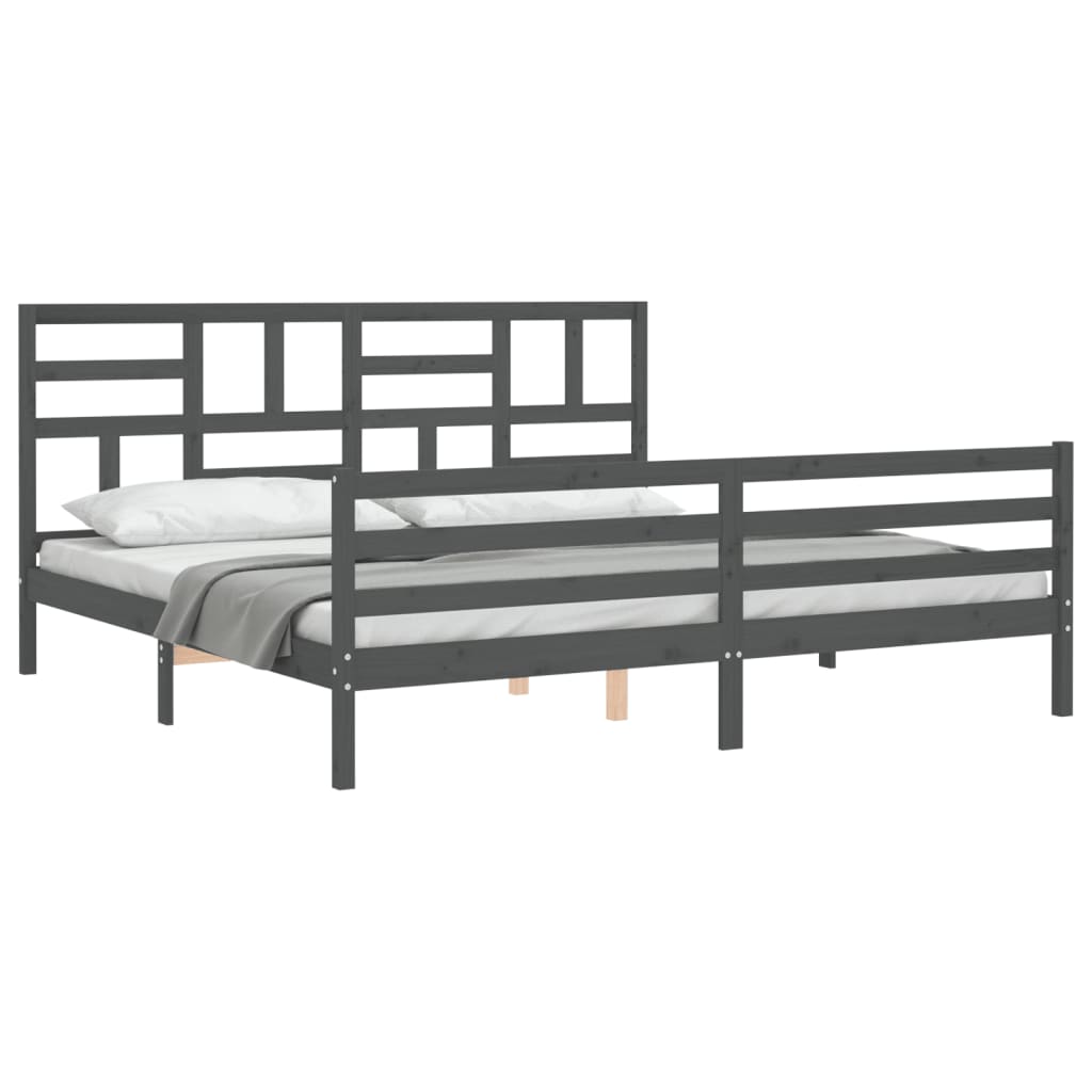Bed Frame without Mattress Grey 200x200 cm Solid Wood