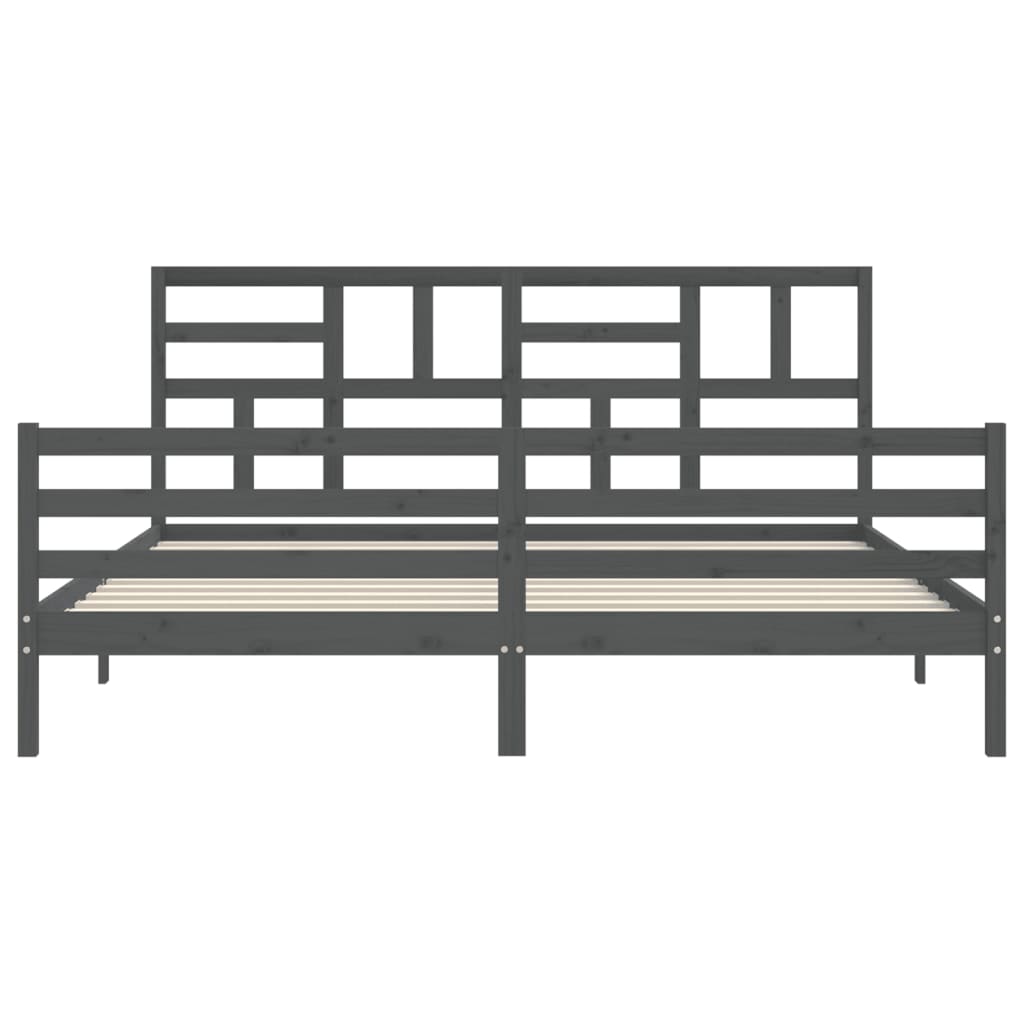 Bed Frame without Mattress Grey 200x200 cm Solid Wood