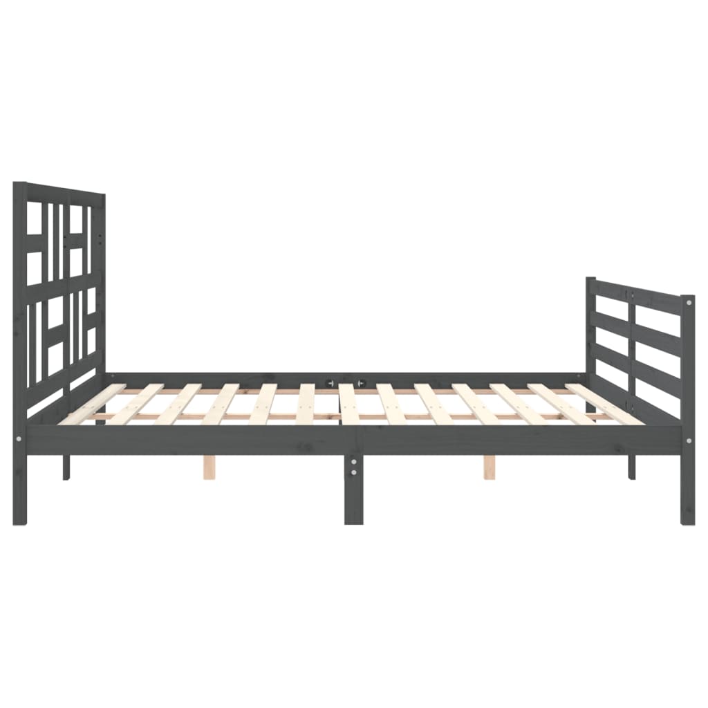 Bed Frame without Mattress Grey 200x200 cm Solid Wood