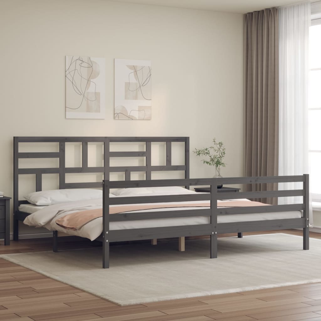 Bed Frame without Mattress Grey 200x200 cm Solid Wood