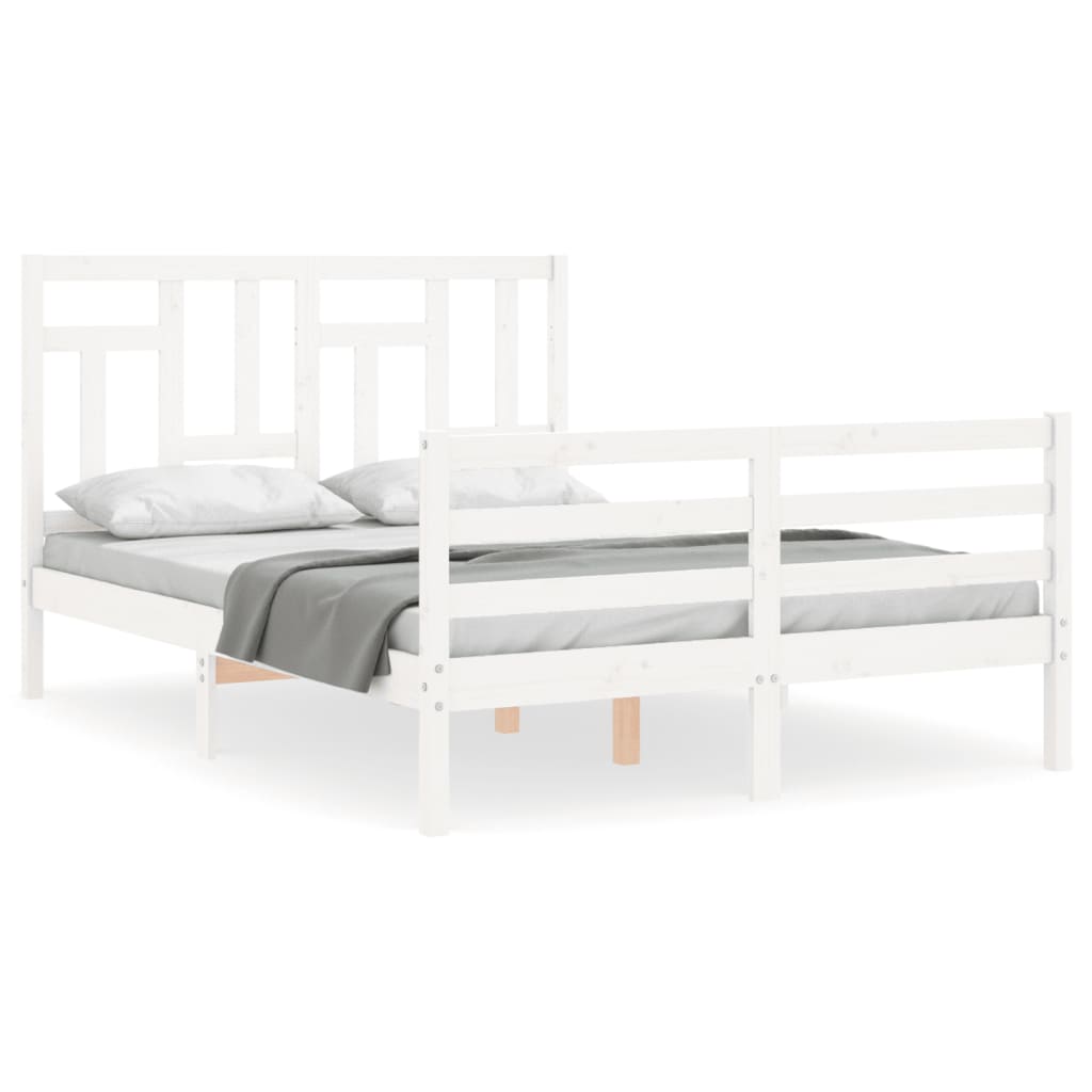 Bed Frame without Mattress White Small Double Solid Wood