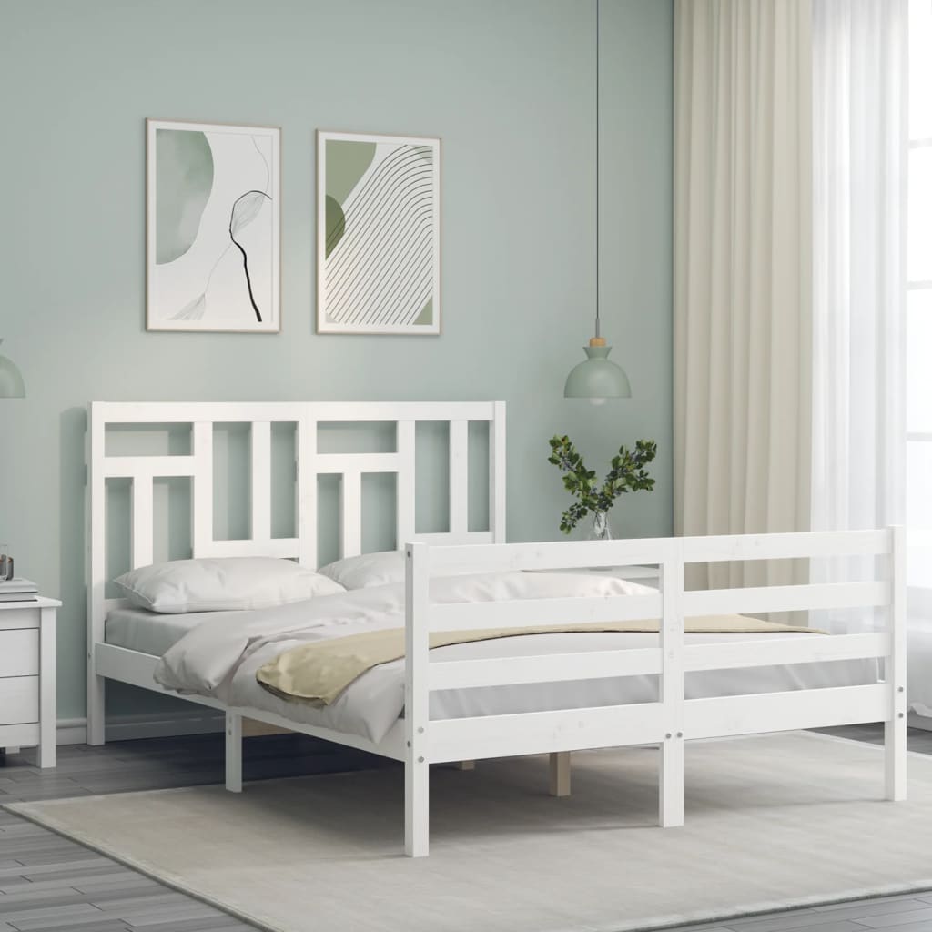 Bed Frame without Mattress White Small Double Solid Wood
