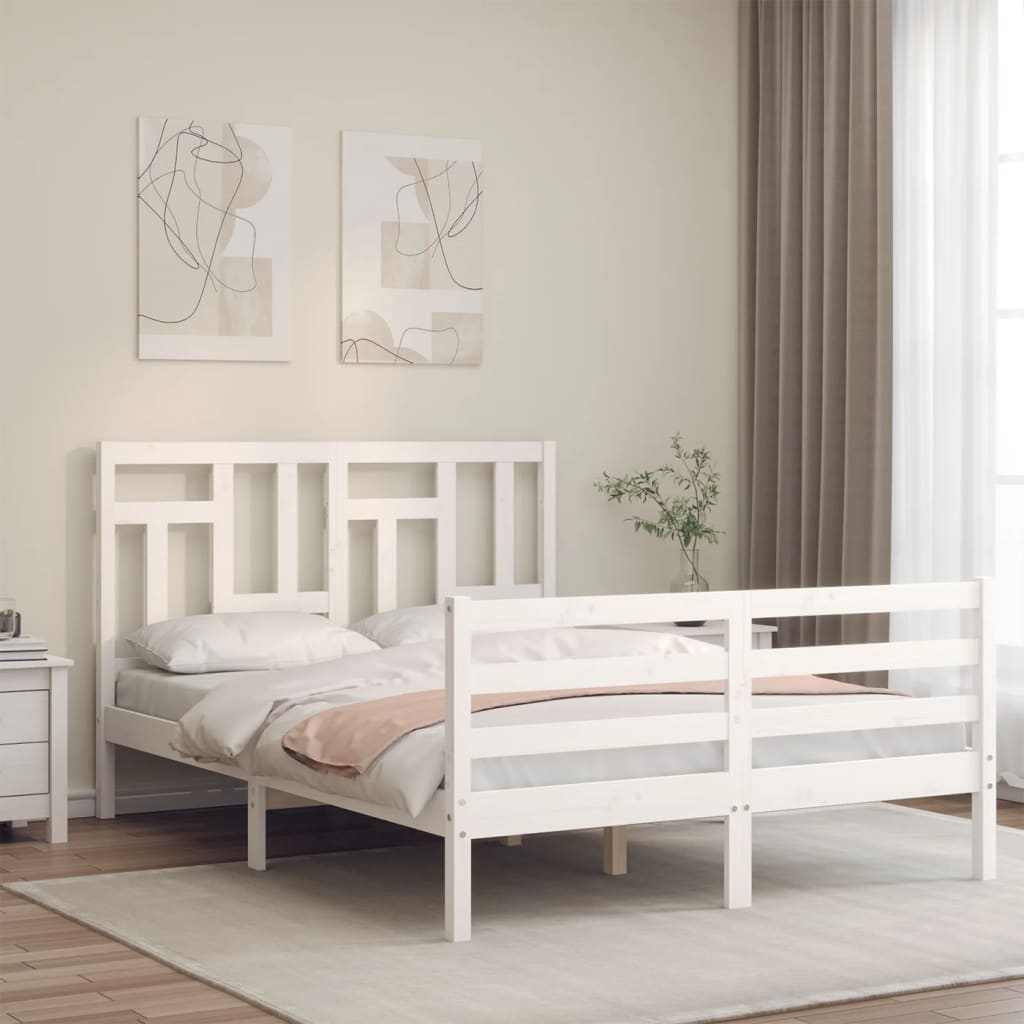 Bed Frame without Mattress White Small Double Solid Wood