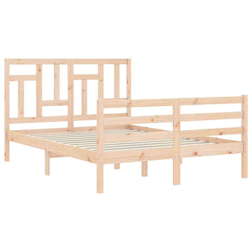 Bed Frame without Mattress Double Solid Wood