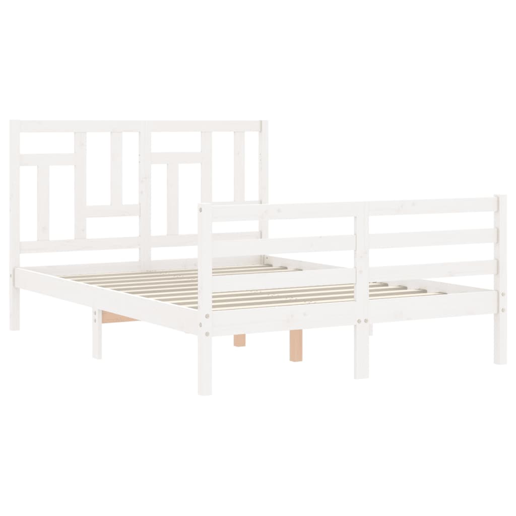 Bed Frame without Mattress White 140x190 cm Solid Wood