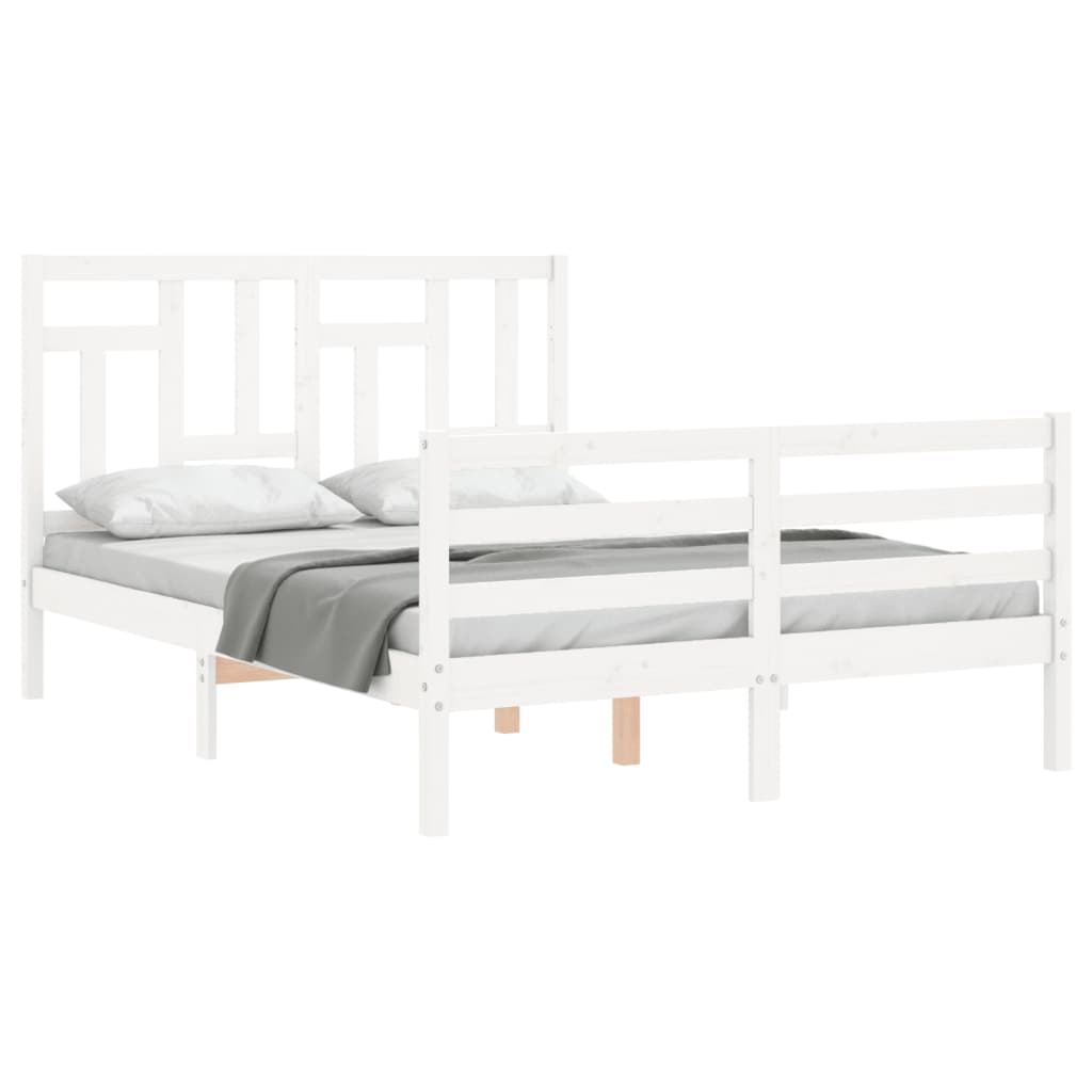 Bed Frame without Mattress White 140x190 cm Solid Wood