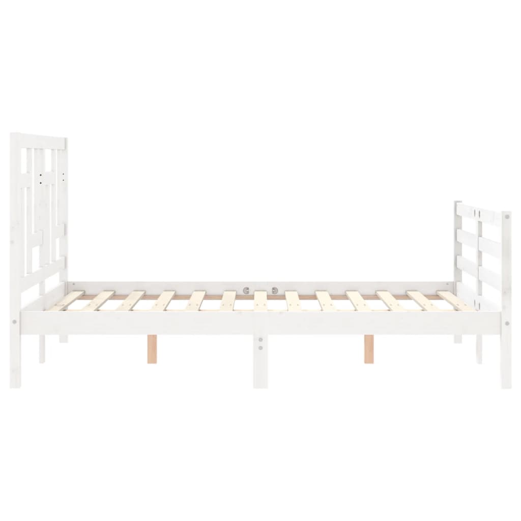 Bed Frame without Mattress White 140x190 cm Solid Wood