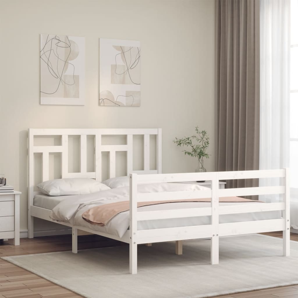 Bed Frame without Mattress White 120x200 cm Solid Wood