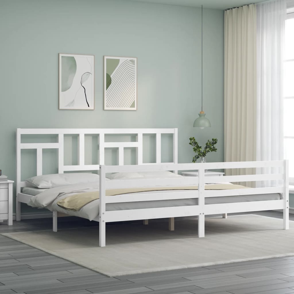 Bed Frame without Mattress White 200x200 cm Solid Wood