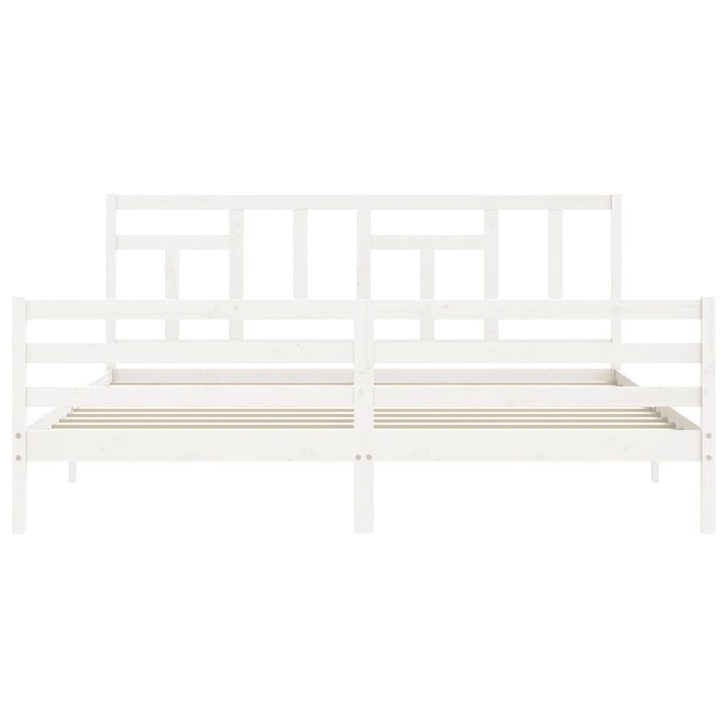 Bed Frame without Mattress White 200x200 cm Solid Wood