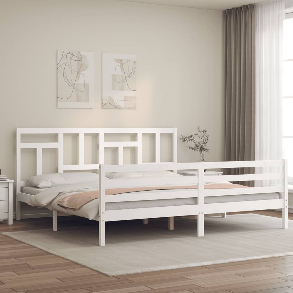 Bed Frame without Mattress White 200x200 cm Solid Wood