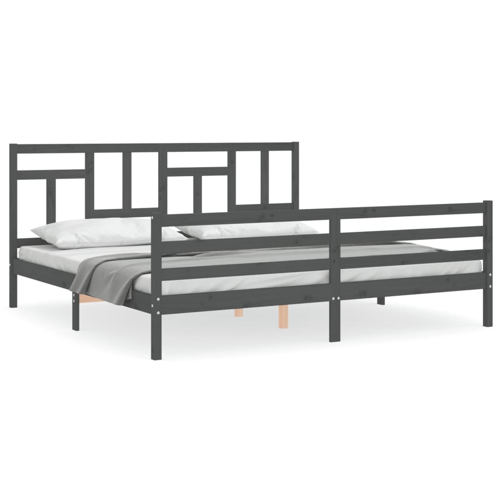 Bed Frame without Mattress Grey 200x200 cm Solid Wood