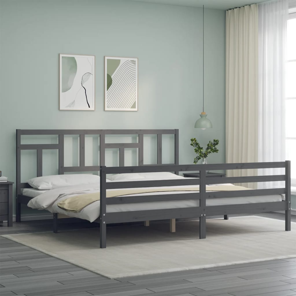 Bed Frame without Mattress Grey 200x200 cm Solid Wood
