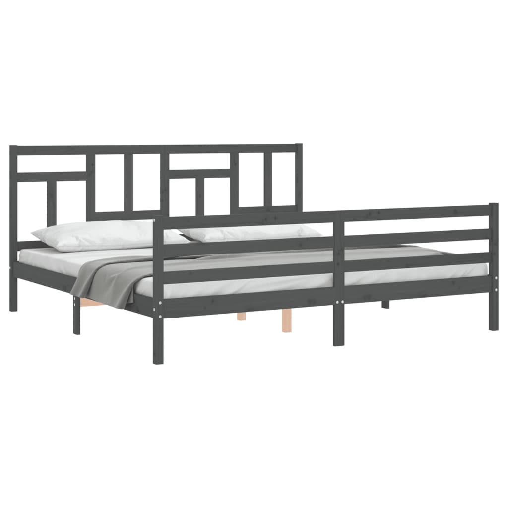 Bed Frame without Mattress Grey 200x200 cm Solid Wood