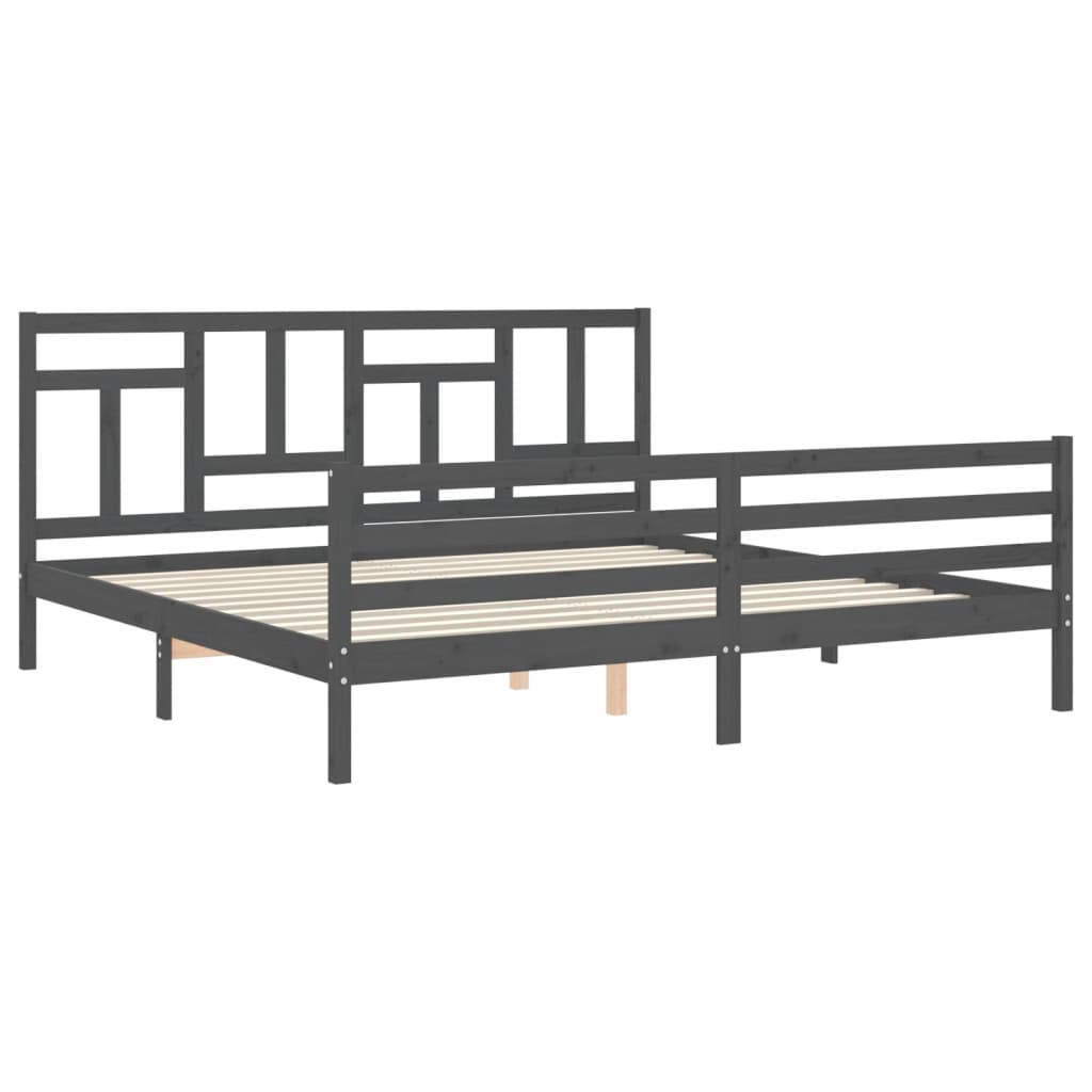 Bed Frame without Mattress Grey 200x200 cm Solid Wood