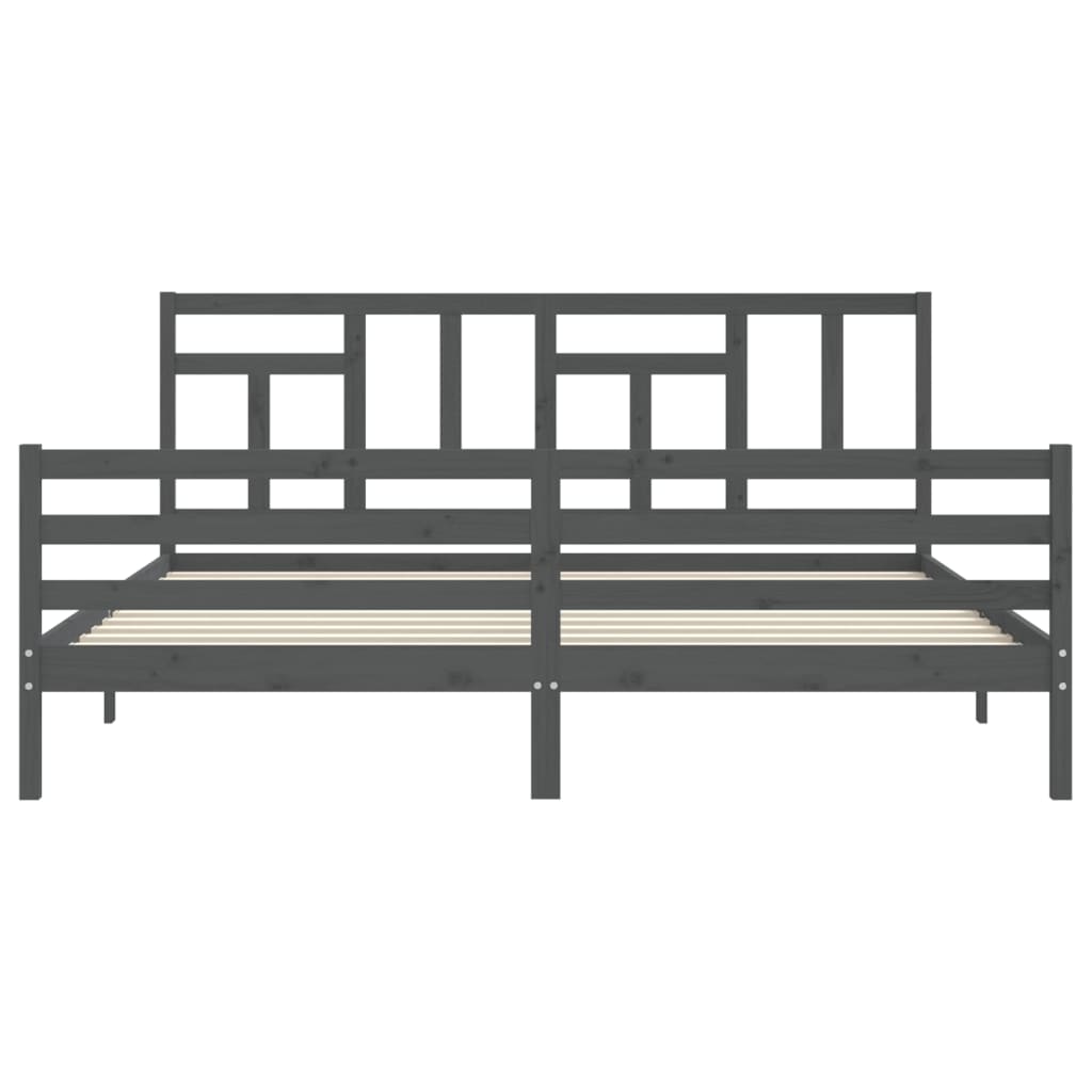 Bed Frame without Mattress Grey 200x200 cm Solid Wood