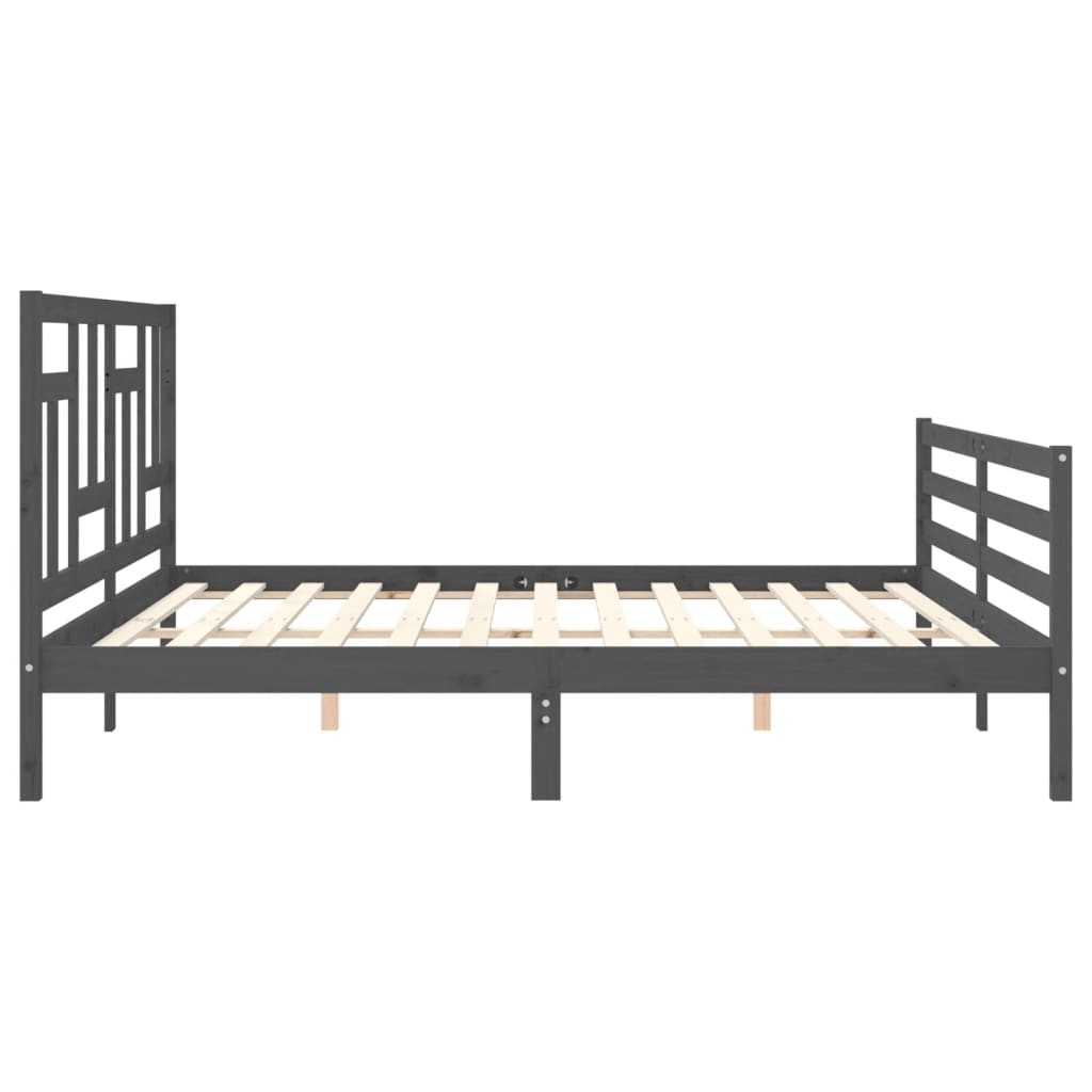 Bed Frame without Mattress Grey 200x200 cm Solid Wood
