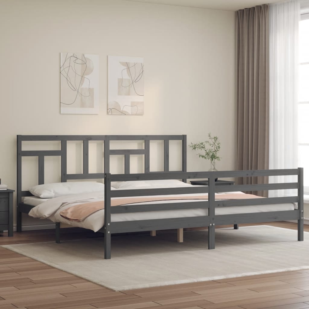 Bed Frame without Mattress Grey 200x200 cm Solid Wood