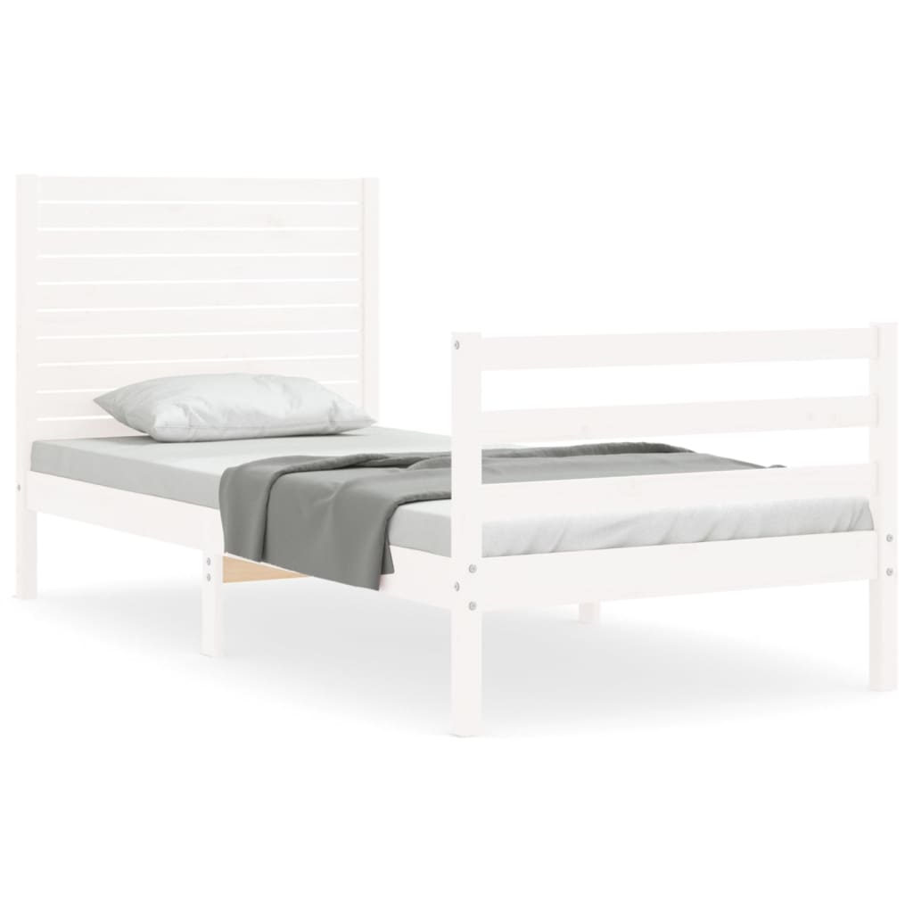 Bed Frame without Mattress White Small Single Solid Wood