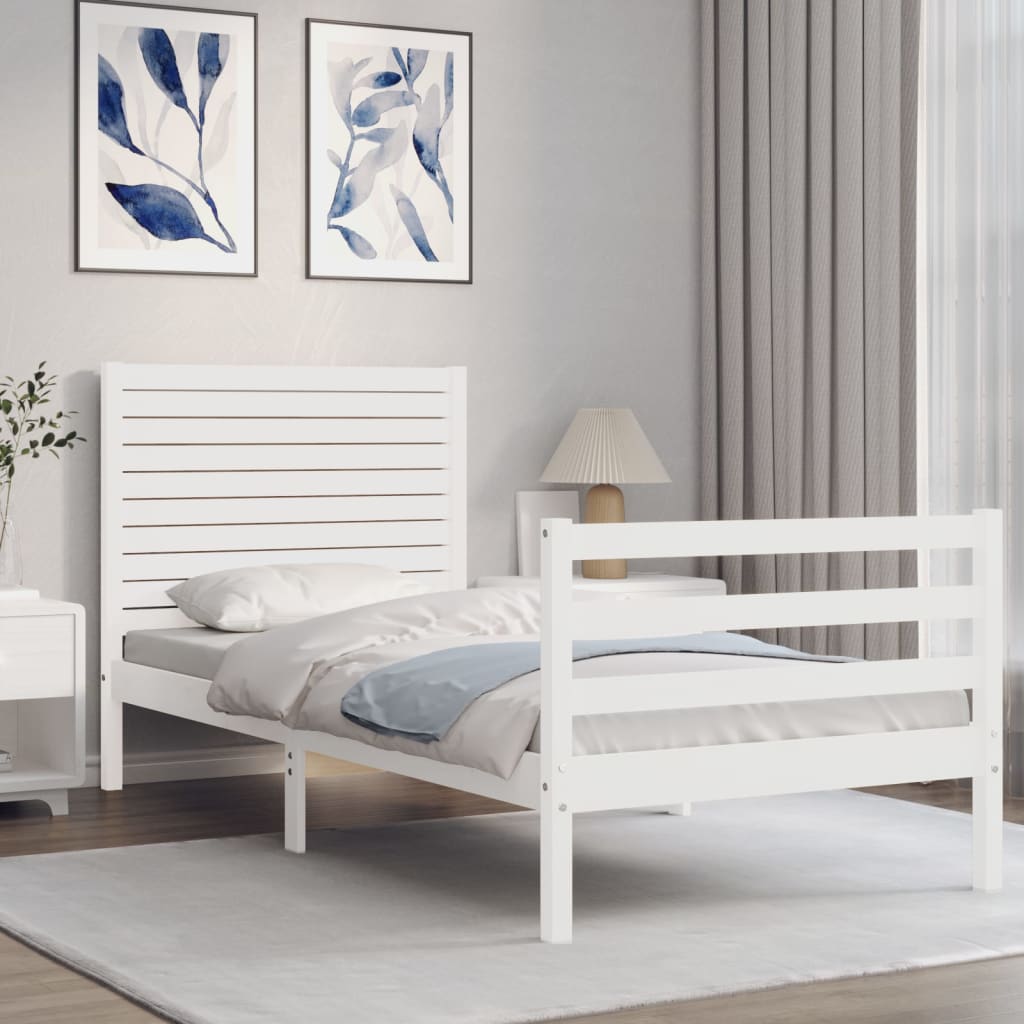 Bed Frame without Mattress White Small Single Solid Wood