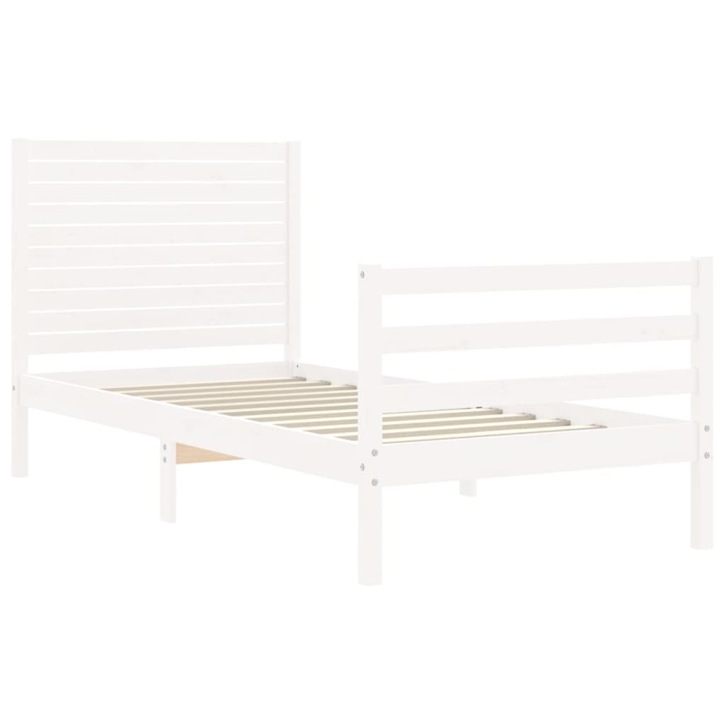 Bed Frame without Mattress White Small Single Solid Wood