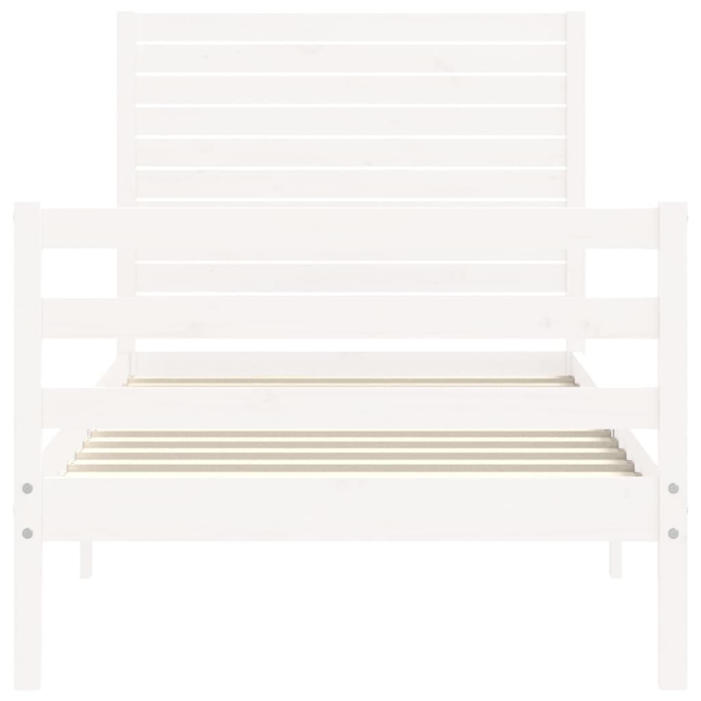 Bed Frame without Mattress White Small Single Solid Wood