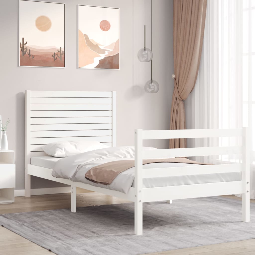 Bed Frame without Mattress White Small Single Solid Wood