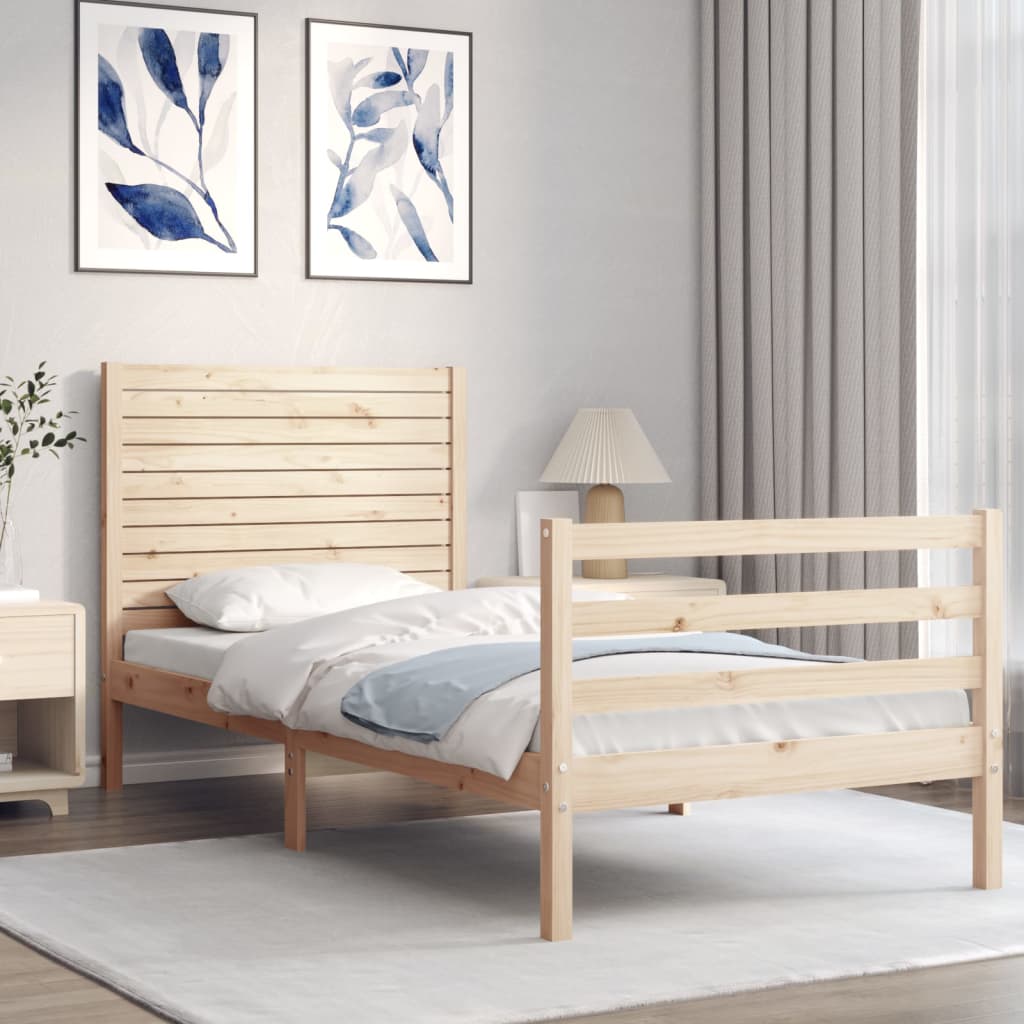 Bed Frame without Mattress Single Solid Wood